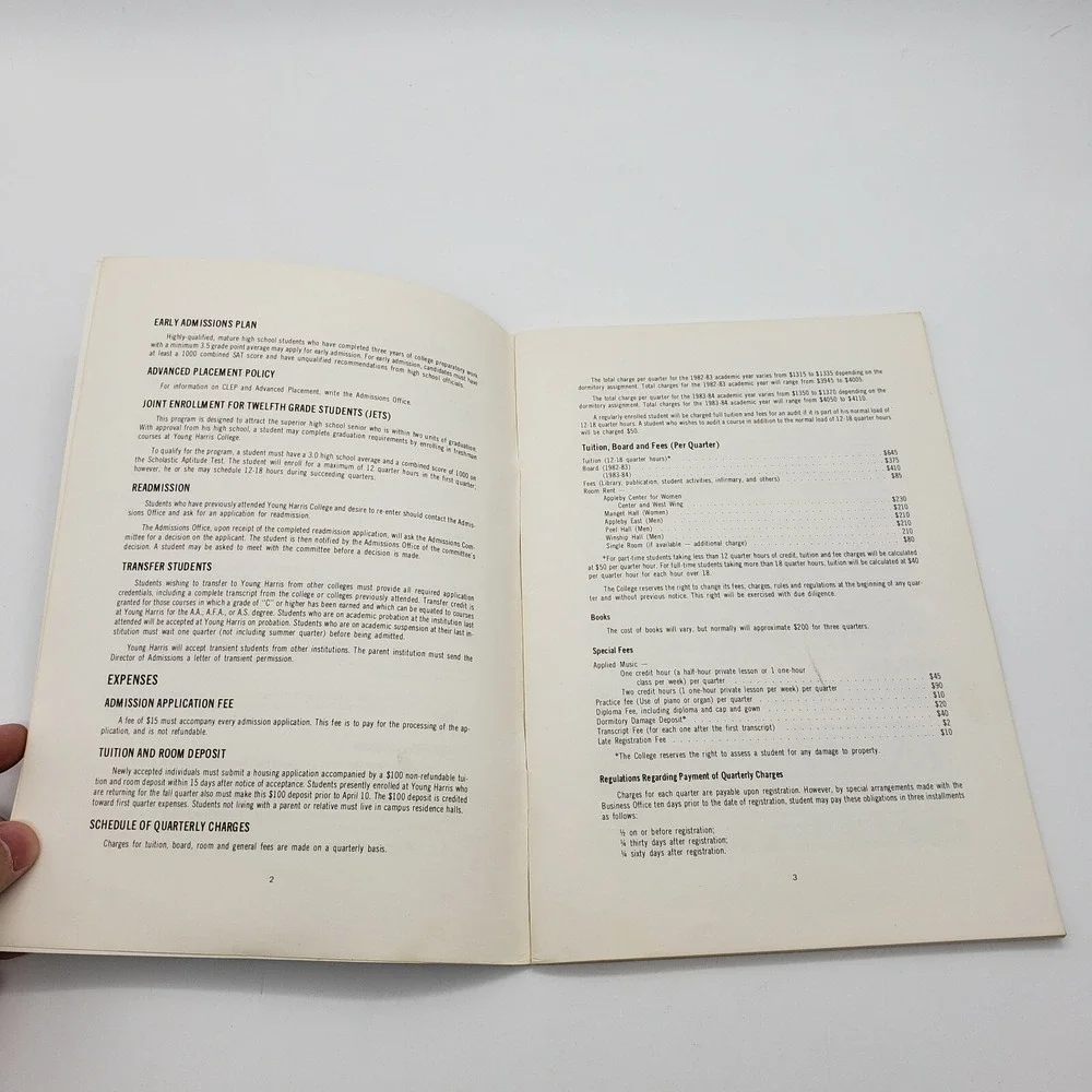 1982-1984 Young Harris College Catalog of All Graduates, Professors, & Academics